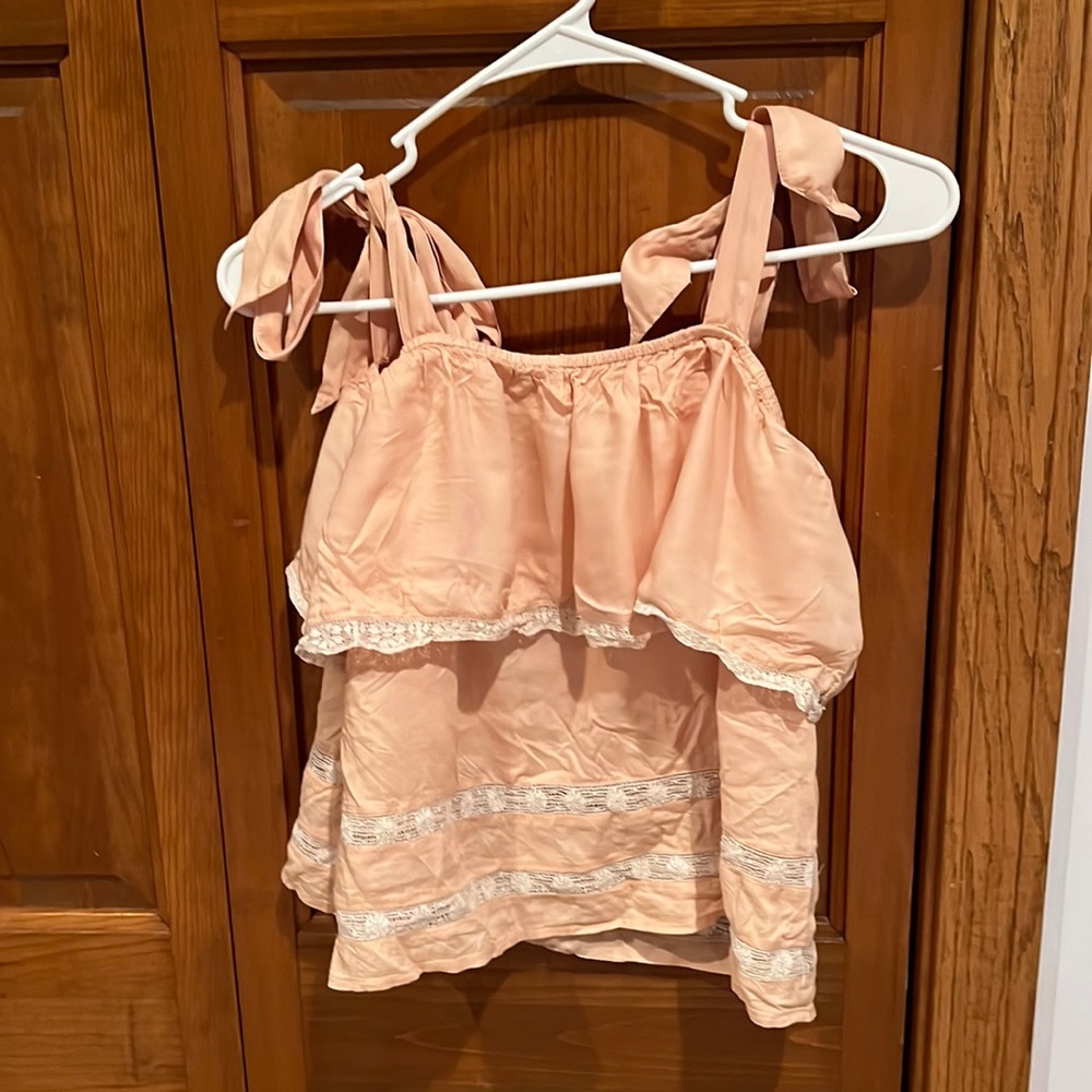 Peach tie strap tank top